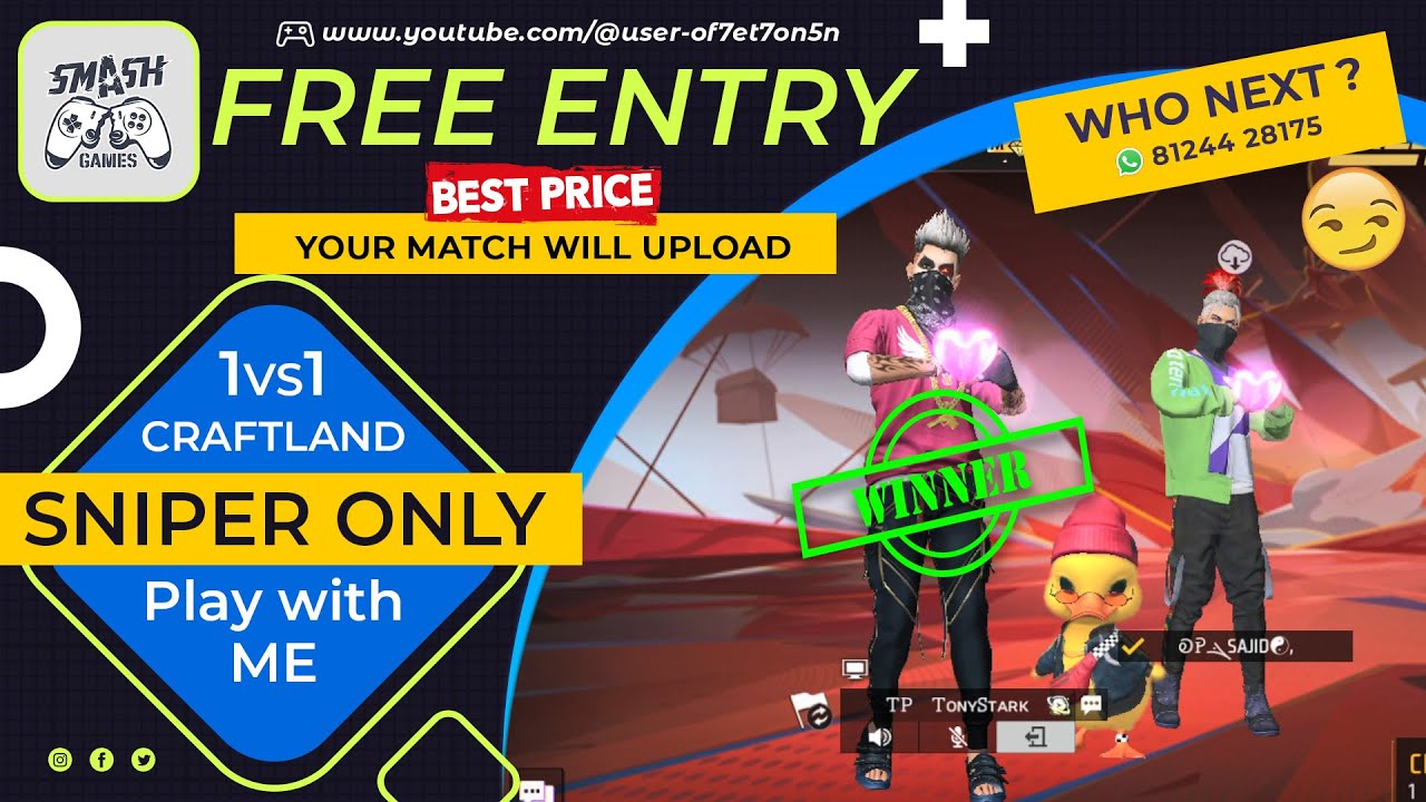 OP SAJID_LOSING  Match🙄 | FREE ENTRY 1VS1 (Sniper Only) | SMASH GAMES
