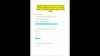 Ed2GO Python Class Chapter 8 Quiz Python Data Structures 1 Lists and Tuples Questions and Answers