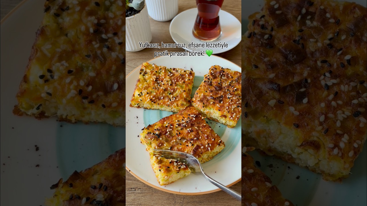 Yufkasız Pırasalı Börek Tarifi 💚 | Çok Pratik ve Nefis! #shorts