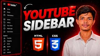 How to Build YouTube Sidebar Clone using HTML & CSS | Step-by-Step Tutorial