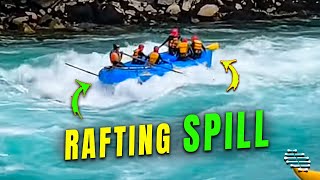 Group of People Falls into Water While River Rafting