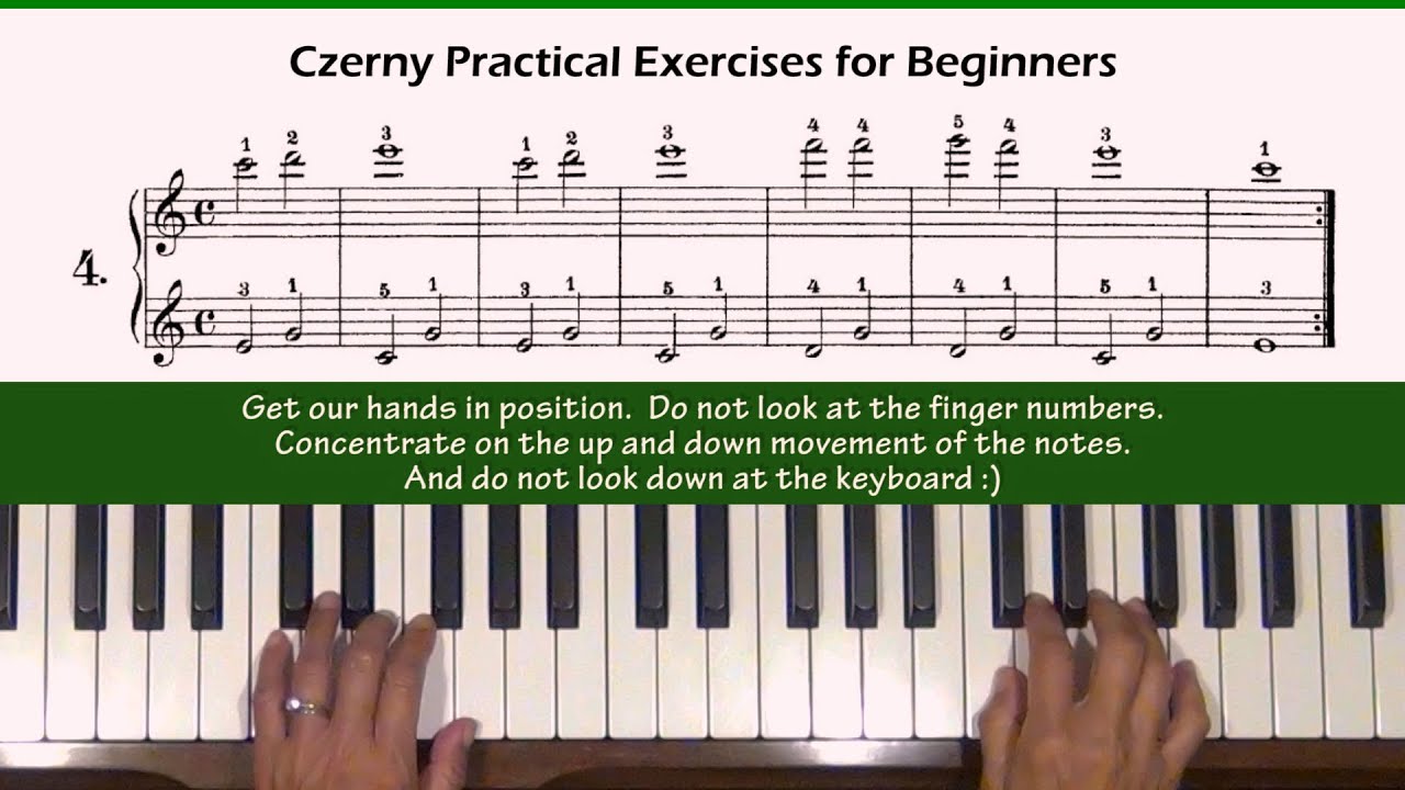 Czerny Practical Exercises for Beginners Op. 599, No. 4 Piano Tutorial ...