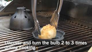 Roasted garlic is nature???s original sweet and savory combination.
this roaster shaped like a bulb holds one large or two medium bulbs of
garlic...
