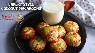 Bakery style coconut macaroons recipe | Eggless coconut macaroons - No oven no eggs needed