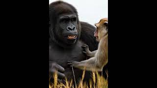 Monkey's farm attacked by Gorilla. AI Generated content