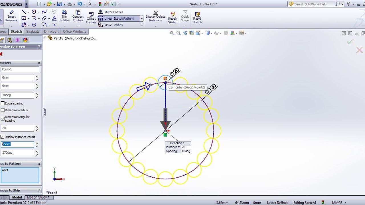 SolidWorks Tutorial In Tamil 19 Circular Pattern Sketch YouTube