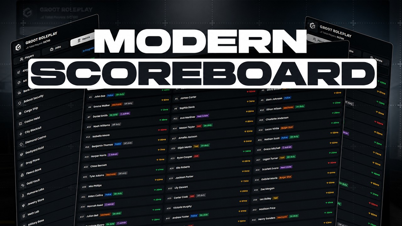 [Modern scoreboard] ESX QBCore Qbox {ESCROW} video