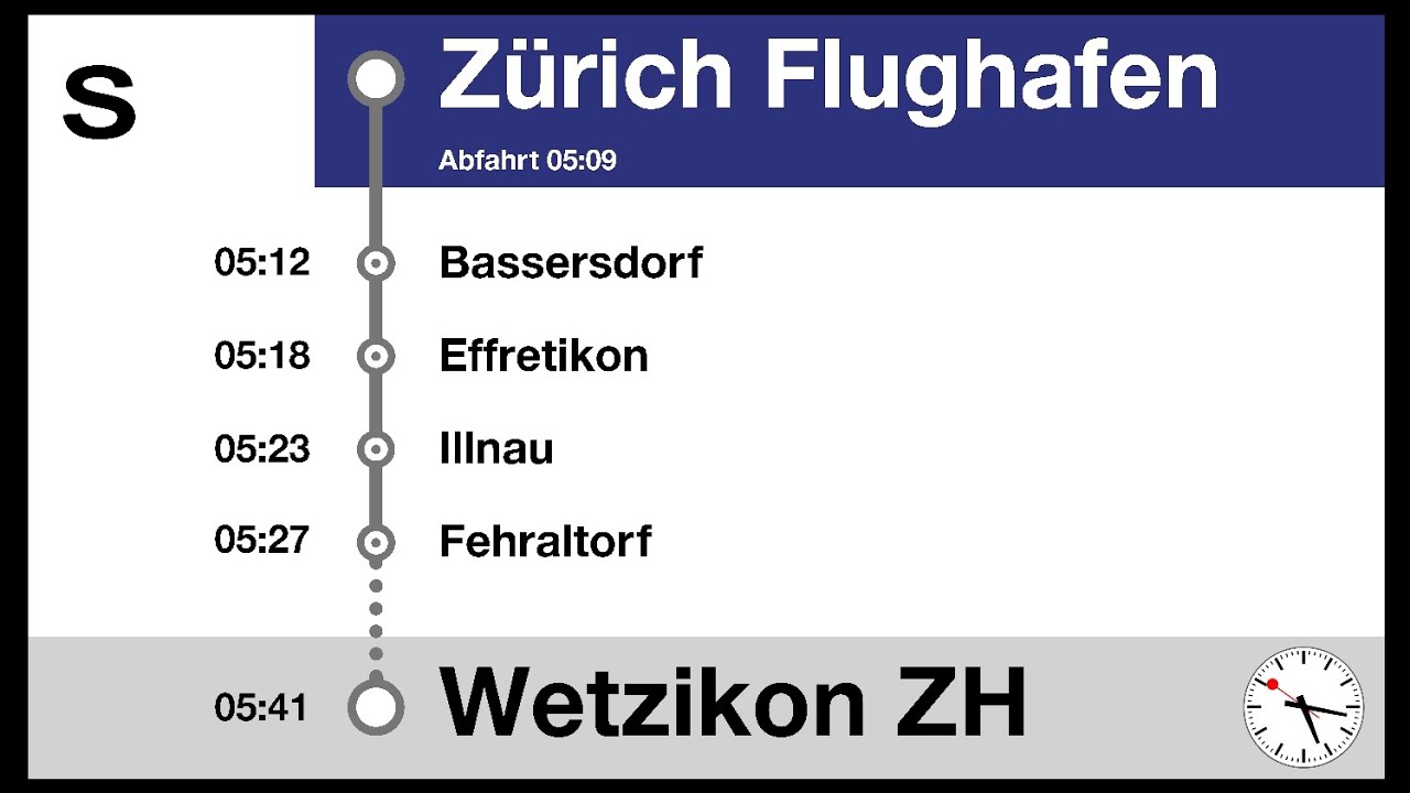 ZVV Ansagen, S/S3 (Zürich Flughafen-Wetzikon ZH) | DPZ KISZ