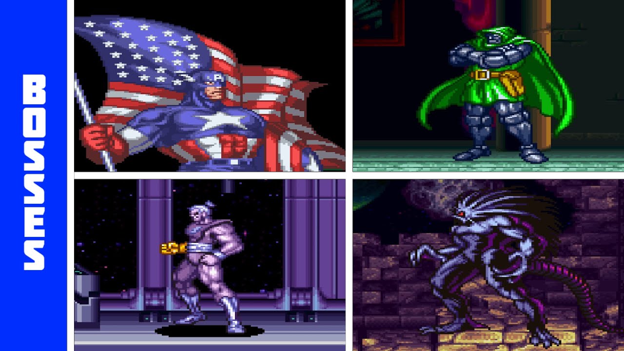 Marvel Super Heroes War of the Gems (SNES) - All Bosses - YouTube