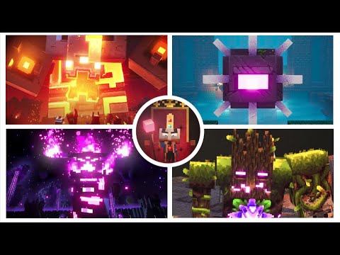 Minecraft Dungeons All Bosses and Minibosses  Cutscenes  Endings Luminous Night No Commentary