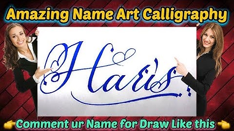 Haris Name Signature Calligraphy Status | How to Draw, Cursive Calligraphy with Cut Marker