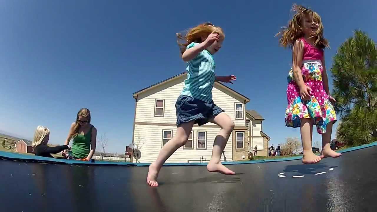 Little Girls Jump on Trampoline - YouTube.