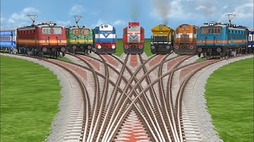 7 TRAINS RUNNING JOURNEY CROSSINGON 🚸  BUMPY CURVED RAILROAD TRACKS//train simulator classic videos