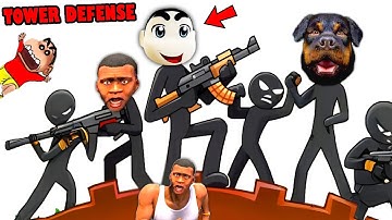 NOOB vs PRO vs HACKER in STICKMAN DEFENSE CASTLE with SHINCHAN and CHOP