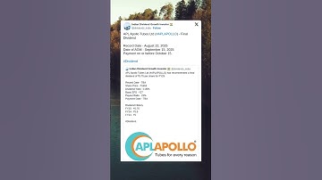 APL Apollo Tubes Ltd has fixed Record Date for Final Dividend of FY25. #BreakingNews #StockMarket