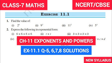 Class 7 Exercise-11.1 Q-5,6,7,8 Solutions | Class 7 Chapter 11 Exponents and Powers | NCERT CBSE