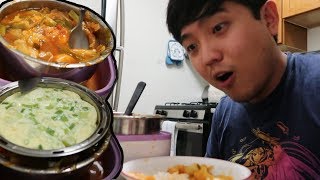 Cooking Kimchi Jjigae with Steamed Egg in Electric Lunchbox!