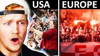 Canadian Reacts to FOOTBALL FANS & ATMOSPHERE USA vs EUROPE