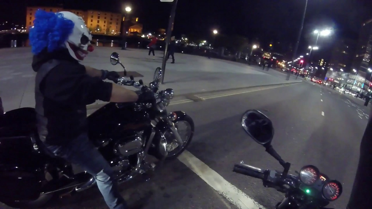 Scary clown helmet + Loud pipes - YouTube