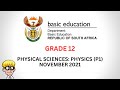 2021 Physics Paper 1 Grade 12