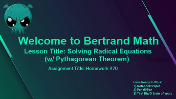 Solving Radical Equations (w/Pythagorean Theorem)