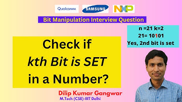 Check if kth Bit is SET in a Number ? -Bit Manipulation Interview Questions || Dilip Kumar Gangwar