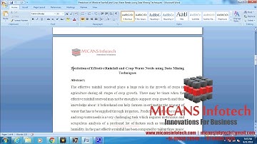 Prediction of Effective Rainfall and Crop Water Needs using Data Mining- IEEE PROJECTS 2018