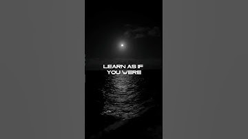 "Live as if you were to die tomorrow. Learn as if you were to live forever." -- Mahatma Gandhi