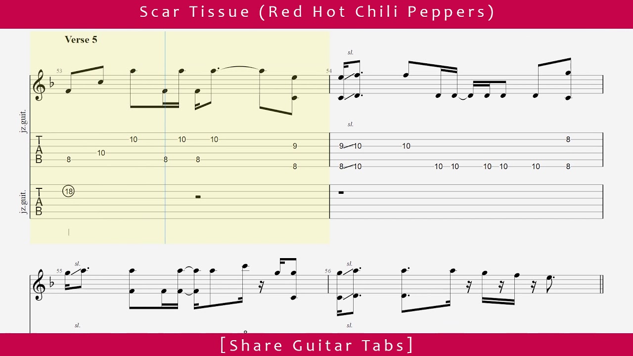Share Guitar Tabs Scar Tissue (Red Hot Chili Peppers) HD 1080p - YouTube.