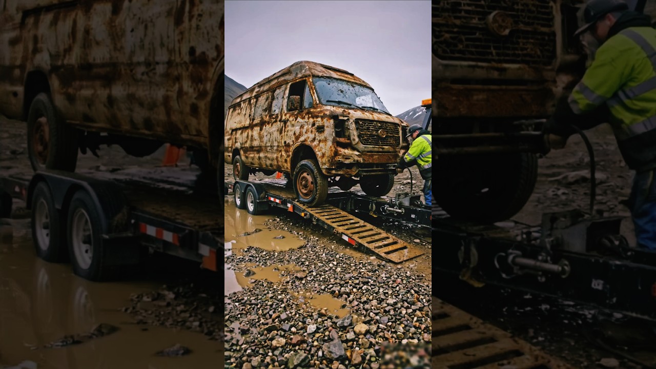 Rusty Abandoned camp Van Restoration & Custom DIY Camper Build #usashorts #restore #camping #van