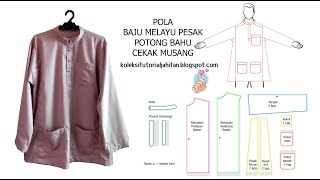 Pola Baju Melayu Pesak Potong Bahu Kolar Cekak Musang