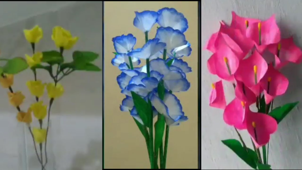 #DIY 3 Beautiful Flower making from Paper and organdy cloths | Easy ...