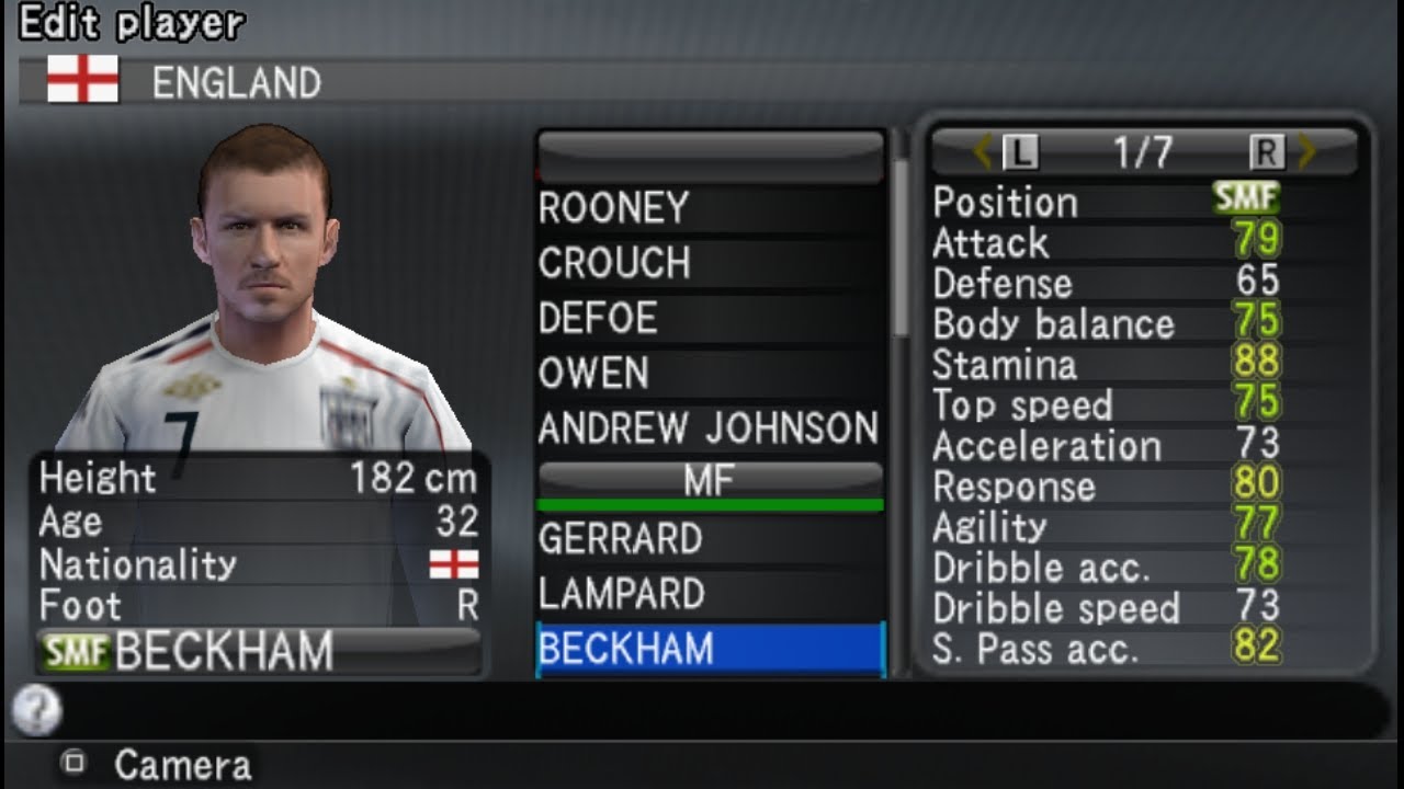 PES 2008 ENGLAND All National Team Players (Europe A) Pro Evolution Soccer PS2 ⚽️