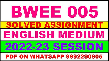 bwee 5 solved assignment 2022-23 | bwee 5 solved assignment in english 2022-2023 | bwee 5 2023