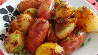 Linguiça Assada Com Batatas Na Panela de Pressão