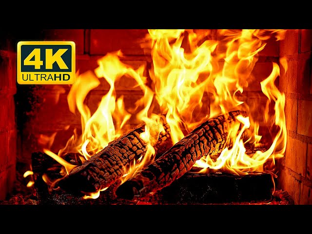 🔥 Cozy Fireplace 4K UHD! Fireplace with Crackling Fire Sounds. Fireplace Burning for TV 4K class=