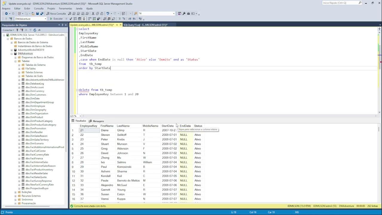 Delete - Práticando Crítérios - Banco de Dados - # Aula 65 SQL Server ...