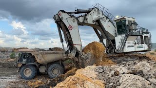 Liebherr R9350 Excavator || Loading Red Soil Material ~ Megamining