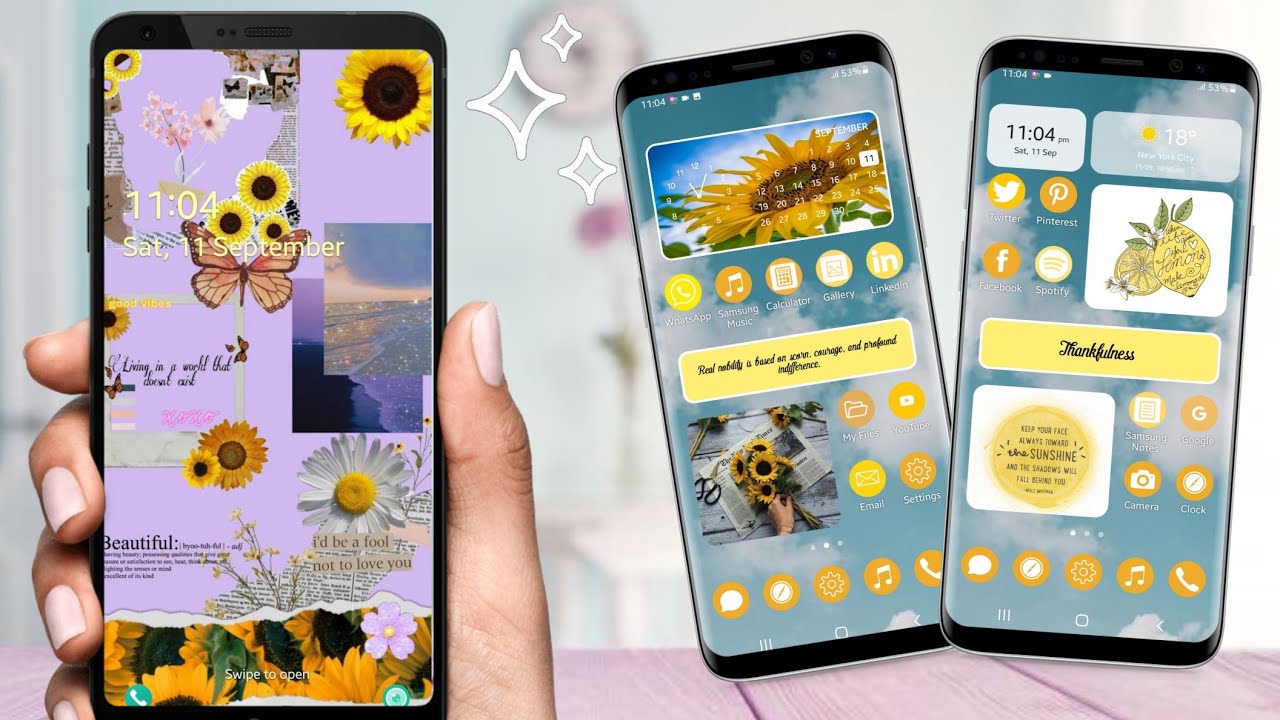 Make Your Android Phone Aesthetic Aesthetic Yellow Theme Android Phone Customization Youtube