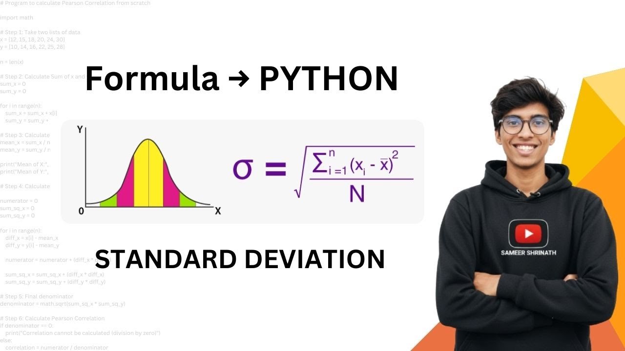 How to Implement Standard Deviation in Python from Scratch | Statistics ...