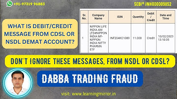 What is CDSL Debit/Credit message | What is NSDL Debit/Credit message | Demat account message
