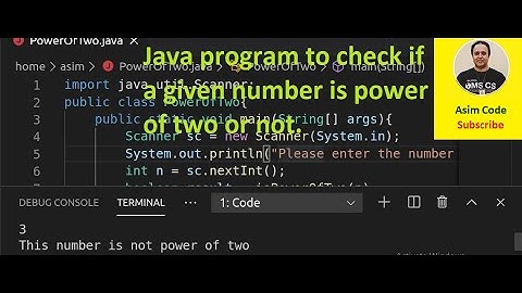 Java program to check if a given number is power of two or not