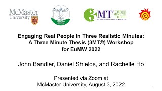 John Bandler, Daniel Shields, Rachelle Ho - "A Three Minute Thesis (3MT®) Workshop for EuMW 2022"