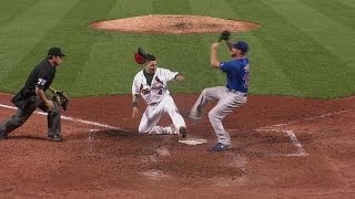 CHC@STL: Molina crosses the plate on error in seventh