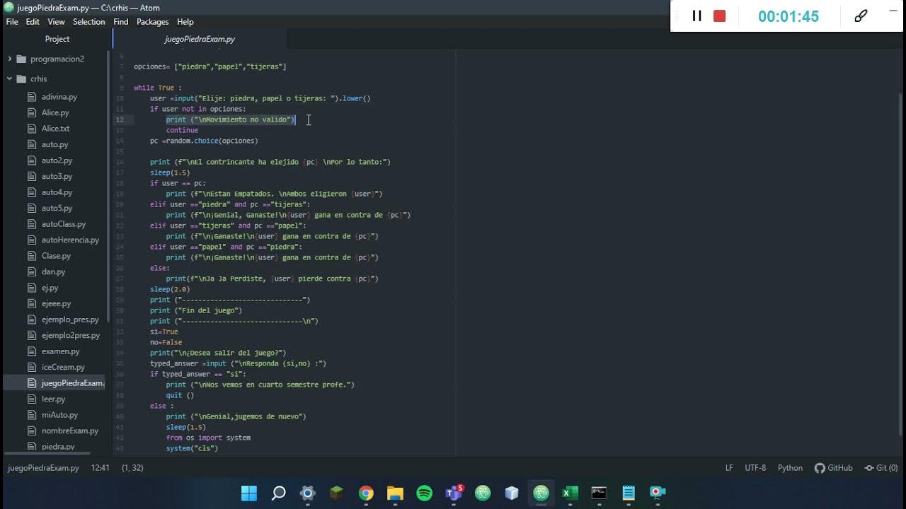 Juego Piedra, Papel o Tijera en Python - YouTube