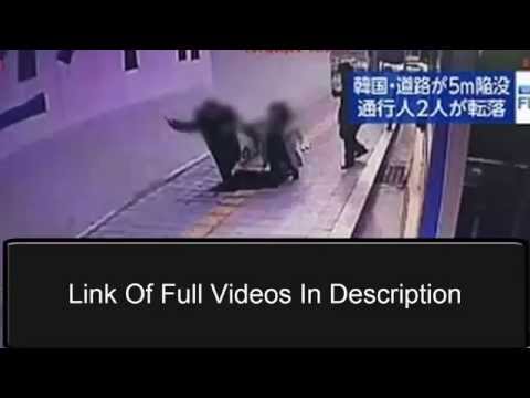 韓国・ソウルで歩道が深さおよそ5mにわたり陥没　男女2人転落(15/02/21)