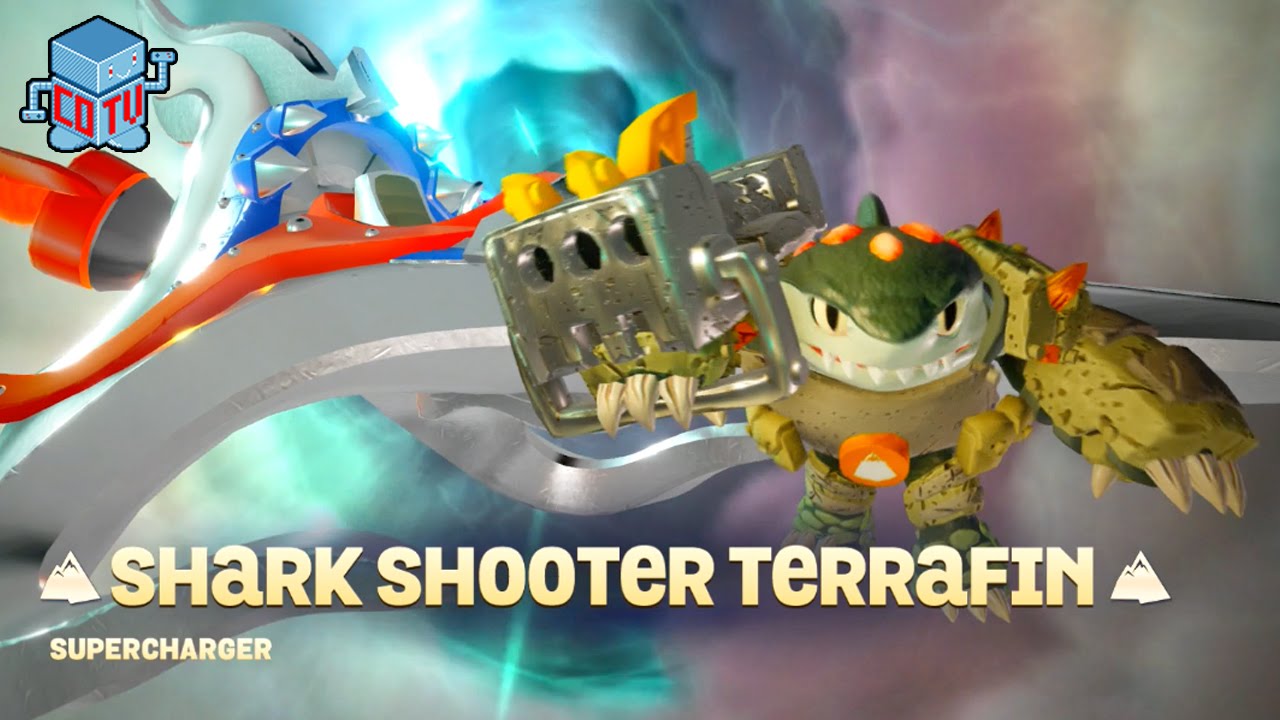Pack Shark Shooter Terrafin Skylanders SuperChargers – Neuf (Boîte Usée) – Figurine Personnage