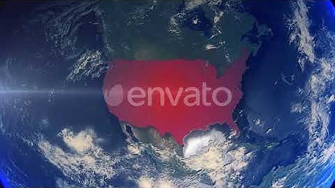 Realistic Earth Zoom Red Highlight Country United States Of America | Motion Graphics - Envato e...