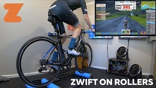 Zwift on Basic Rollers (with a Speed and Cadence Sensor)