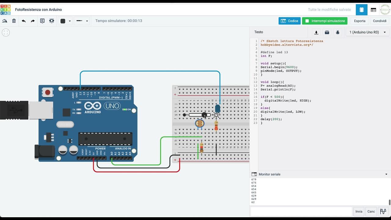 Fotoresistenza con Arduino - YouTube
